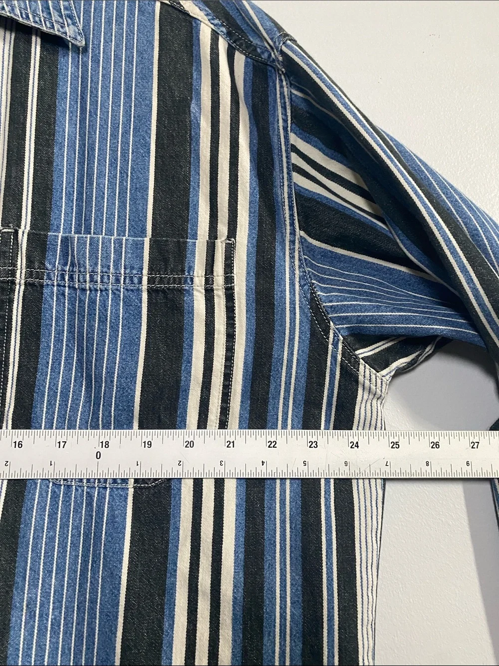 Vintage Levi's Long Sleeve Western Denim Button Up Shirt Men Large Stripe Cotton